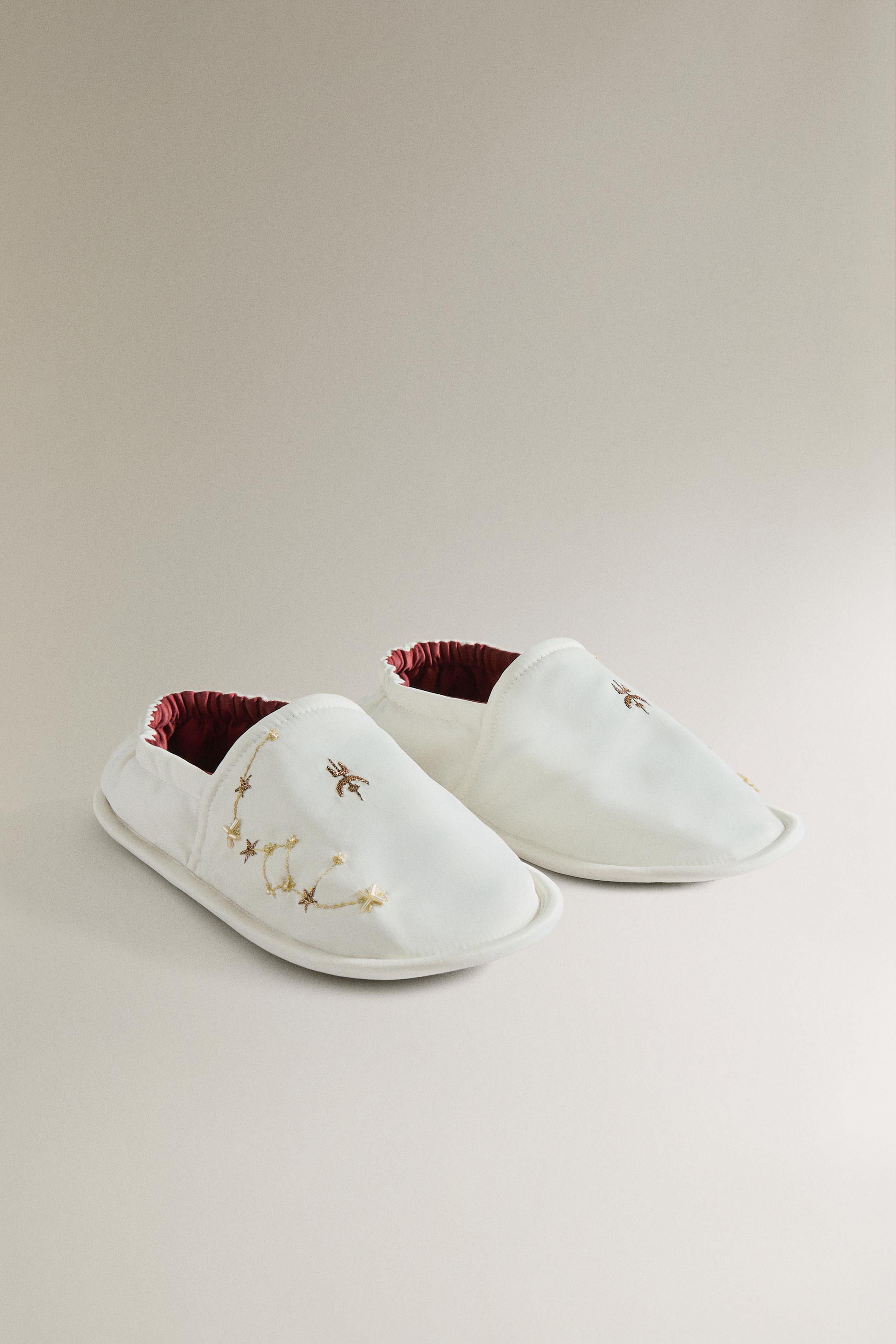 EMBROIDERED LEATHER-SOLE MOROCCAN SLIPPERS | MARISA BERENSON